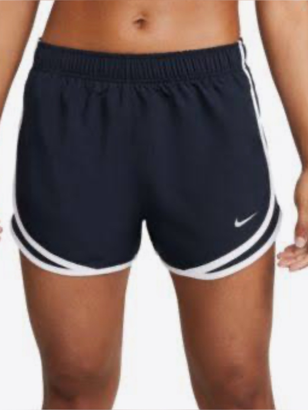 Nike Women's Dri-FIT Tempo Running Shorts Navy Blue White Trim Size small